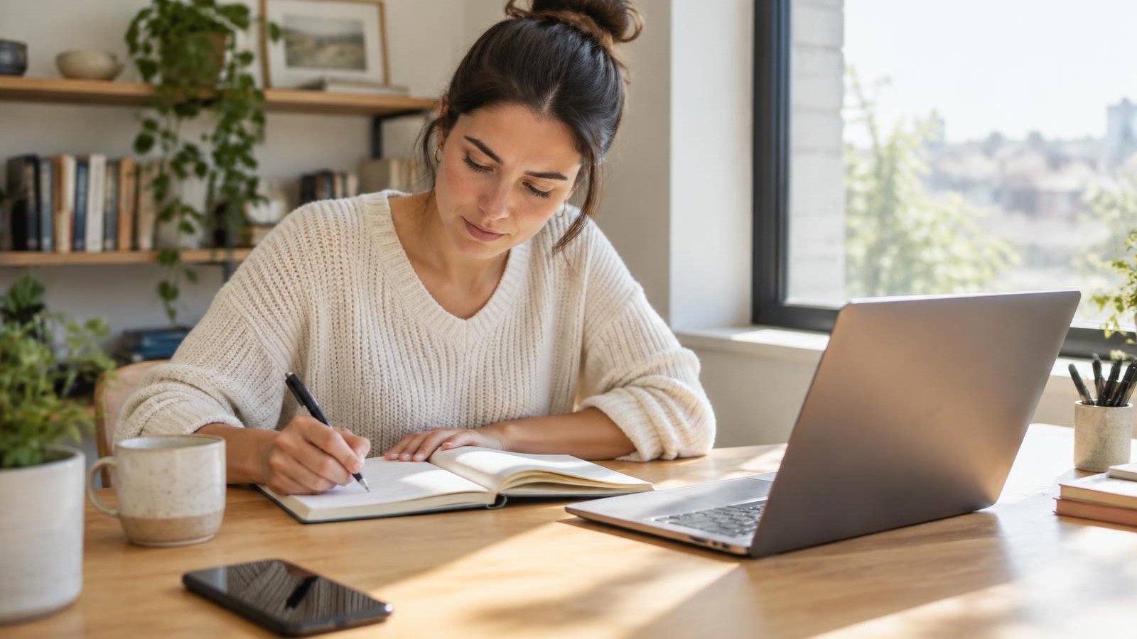 A founder writing process notes before hiring her first team member